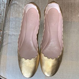 CHLOE Gold Metallic sizeUS 9.5 Lauren ballerinas